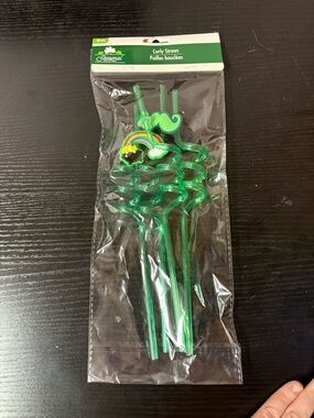 St Patricks Day Curly Straws Set of 4 Reusable Party Drink Straws